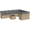 Image de vidaXL Ensemble de salon de jardin 10 pièces avec coussins Beige Poly Rattan