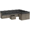 Image de vidaXL Ensemble de salon de jardin 10 pièces avec coussins Gris Poly Rattan