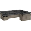 Image de vidaXL Ensemble de salon de jardin 10 pièces avec coussins Gris Poly Rattan