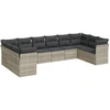 Image de vidaXL Ensemble de 10 canapés de jardin avec coussins gris clair Poly rotin