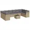 Image de vidaXL Ensemble de salon de jardin 11 pièces avec coussins Beige Poly Rattan