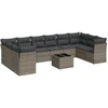 Image de vidaXL Ensemble de salon de jardin 11 pièces avec coussins Gris Poly rotin