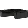Image de vidaXL Ensemble de 10 canapés de jardin avec coussins noir poly rotin