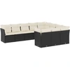 Image de vidaXL Ensemble de 10 canapés de jardin avec coussins noir poly rotin