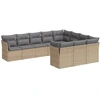 Image de vidaXL Ensemble de salon de jardin 10 pièces avec coussins Beige Poly Rattan