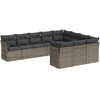 Image de vidaXL Ensemble de salon de jardin 10 pièces avec coussins Gris Poly Rattan