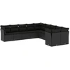Image de vidaXL Ensemble de 10 canapés de jardin avec coussins noir poly rotin