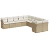 Image de vidaXL Ensemble de salon de jardin 10 pièces avec coussins Beige Poly Rattan