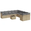 Image de vidaXL Ensemble de salon de jardin 11 pièces avec coussins Beige Poly Rattan