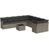 Image de vidaXL Ensemble de salon de jardin 11 pièces avec coussins Gris Poly rotin