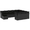 Image de vidaXL Ensemble de salon de jardin 11 pièces avec coussins noir poly rotin