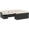 Image de vidaXL Ensemble de salon de jardin 11 pièces avec coussins noir poly rotin