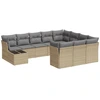 Image de vidaXL Ensemble de salon de jardin 11 pièces avec coussins Beige Poly Rattan