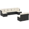 Image de vidaXL Ensemble de salon de jardin 9 pièces avec coussins noir poly rotin