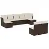 Image de vidaXL Ensemble de salon de jardin 9 pièces avec coussins Marron Poly Rattan