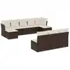 Image de vidaXL Ensemble de salon de jardin 10 pièces avec coussins Marron Poly Rattan