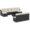 Image de vidaXL Ensemble de salon de jardin 11 pièces avec coussins noir poly rotin