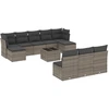 Image de vidaXL Ensemble de salon de jardin 11 pièces avec coussins Gris Poly rotin