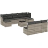 Image de vidaXL Ensemble de salon de jardin 11 pièces avec coussins gris clair Poly rotin