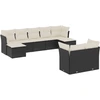 Image de vidaXL Ensemble de salon de jardin 9 pièces avec coussins noir poly rotin