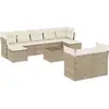 Image de vidaXL Ensemble de salon de jardin 10 pièces avec coussins Beige Poly Rattan