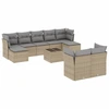 Image de vidaXL Ensemble de salon de jardin 10 pièces avec coussins Beige Poly Rattan