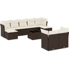 Image de vidaXL Ensemble de salon de jardin 10 pièces avec coussins Marron Poly Rattan
