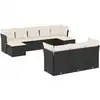 Image de vidaXL Ensemble de 10 canapés de jardin avec coussins noir poly rotin