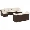 Image de vidaXL Ensemble de salon de jardin 10 pièces avec coussins Marron Poly Rattan