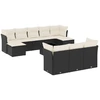 Image de vidaXL Ensemble de salon de jardin 11 pièces avec coussins noir poly rotin