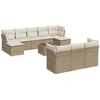 Image de vidaXL Ensemble de salon de jardin 11 pièces avec coussins Beige Poly Rattan