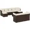 Image de vidaXL Ensemble de salon de jardin 11 pièces avec coussins Marron Poly rotin