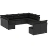 Image de vidaXL Ensemble de salon de jardin 11 pièces avec coussins noir poly rotin