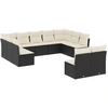 Image de vidaXL Ensemble de salon de jardin 11 pièces avec coussins noir poly rotin