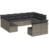 Image de vidaXL Ensemble de salon de jardin 11 pièces avec coussins Gris Poly rotin