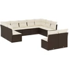Image de vidaXL Ensemble de salon de jardin 11 pièces avec coussins Marron Poly rotin