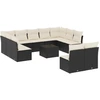 Image de vidaXL Ensemble de 12 canapés de jardin avec coussins noir poly rotin