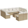 Image de vidaXL Ensemble de 12 canapés de jardin avec coussins Beige Poly Rattan