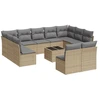 Image de vidaXL Ensemble de 12 canapés de jardin avec coussins Beige Poly Rattan