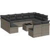 Image de vidaXL Ensemble de salon de jardin 12 pièces avec coussins Gris Poly rotin
