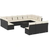 Image de vidaXL Ensemble de salon de jardin 14 pièces avec coussins noir Poly rotin