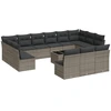 Image de vidaXL Ensemble de salon de jardin 14 pièces avec coussins Gris Poly rotin