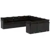 Image de vidaXL Ensemble de salon de jardin 11 pièces avec coussins noir poly rotin