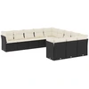 Image de vidaXL Ensemble de salon de jardin 11 pièces avec coussins noir poly rotin
