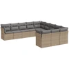 Image de vidaXL Ensemble de salon de jardin 11 pièces avec coussins Beige Poly Rattan