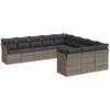 Image de vidaXL Ensemble de salon de jardin 11 pièces avec coussins Gris Poly rotin