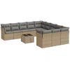 Image de vidaXL Ensemble de 12 canapés de jardin avec coussins Beige Poly Rattan