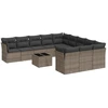 Image de vidaXL Ensemble de salon de jardin 12 pièces avec coussins Gris Poly rotin
