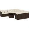 Image de vidaXL Ensemble de salon de jardin 12 pièces avec coussins Marron Poly rotin