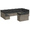 Image de vidaXL Ensemble de salon de jardin 12 pièces avec coussins Gris Poly rotin